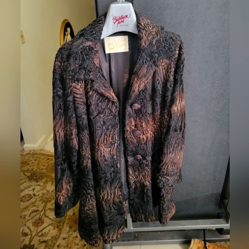 EXCELLENT BROWN BLACK HORNBACK SWAKARA REAL FUR JACKET COAT WOMEN WOMAN